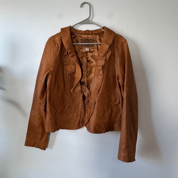 Old Navy Leather Jacket with Ruffles - Picture 1 of 9
